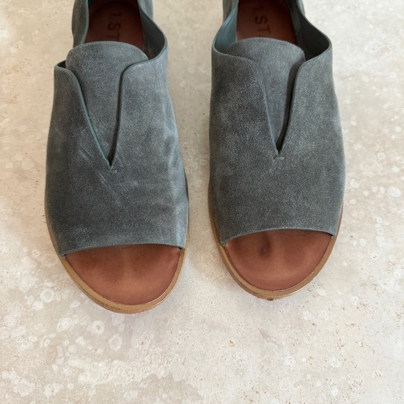 1 State Cassidee Olive Green Suede Leather Open Toe Slip On Flats Women Sz 7.5 M - Picture 5 of 13